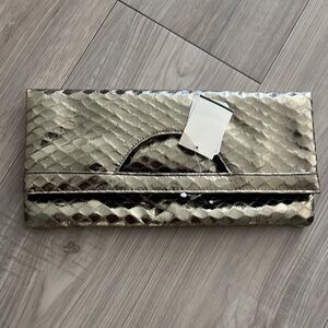 NEW Gold Metallic Detailed Fold Over Clutch